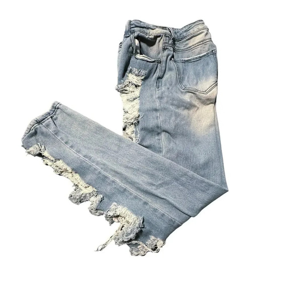 Denim Blvd Los Angeles size 5 Light Blue Jeans Destroyed Distressed Grunge - Picture 3 of 9